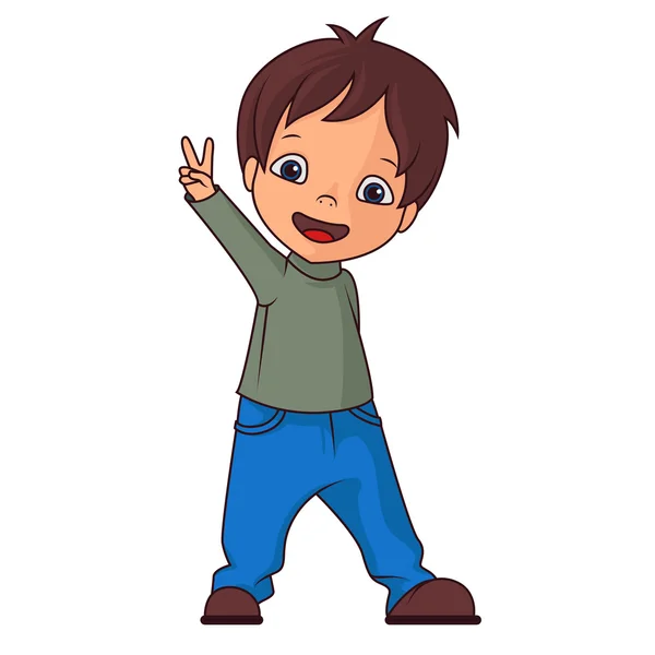 Boy making victory sign — Stock Vector