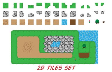 2D tiles set for top down games clipart