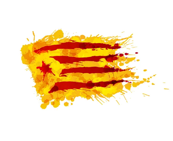 Catalonia Estrelada flagga gjord av färgglada stänk — Stock vektor