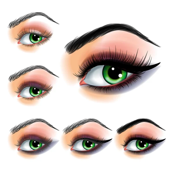 Eye shadow make up step by step — Stock Vector