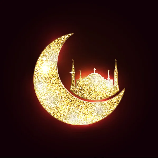 Luna e moschea — Vettoriale Stock