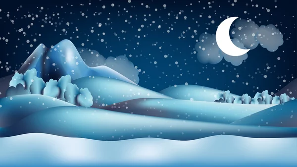 Parallax vinterlandskap cartoon sömlös upprepande bakgrund — Stock vektor