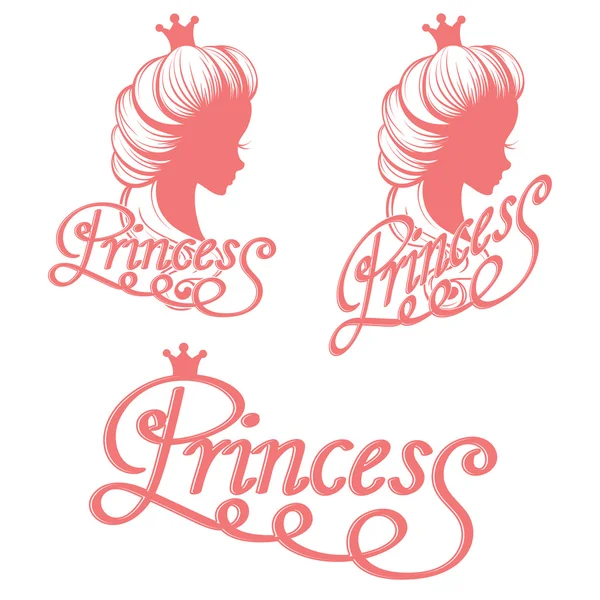 Prinses silhouet en belettering — Stockvector