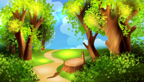 Cartoon forest background — Stock Vector