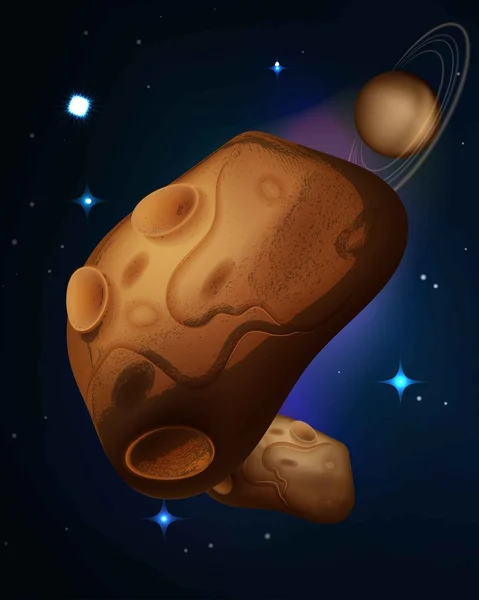 Asteroizii în derivă în ilustrație vectorială spațială — Vector de stoc