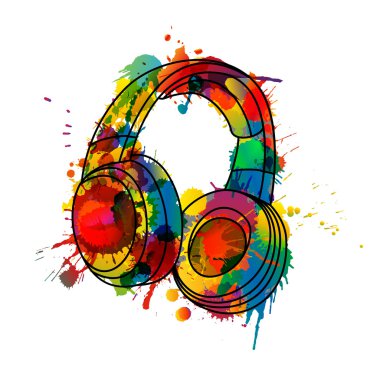 Headphones made of colorful splashes clipart