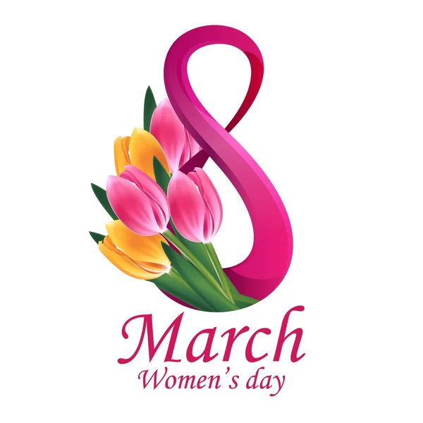 8 Março Modelo de cartão de saudação do Dia da Mulher Vetores De Bancos De Imagens