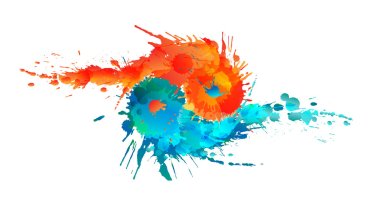 Yin and Yang made of colorful splashes clipart