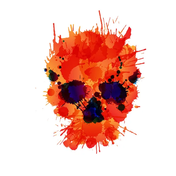 Crâne fait d'éclaboussures colorées — Image vectorielle