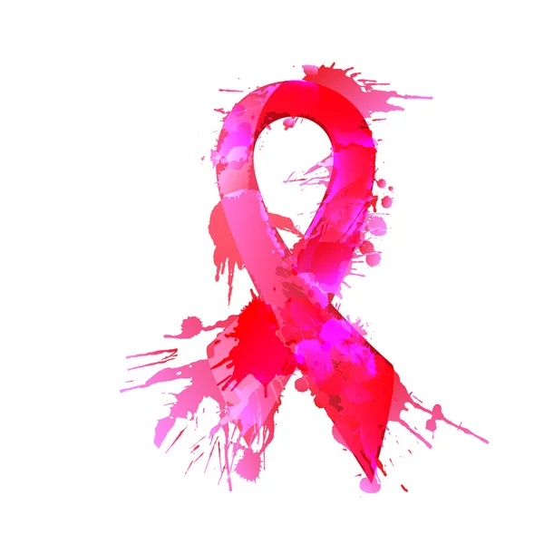 Ruban de sensibilisation au cancer du sein fait d'éclaboussures colorées — Image vectorielle