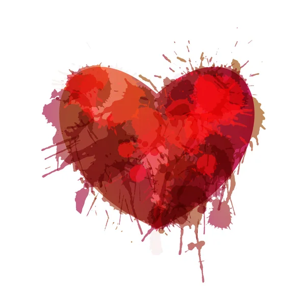 Corazón hecho de salpicaduras grunge colorido — Vector de stock