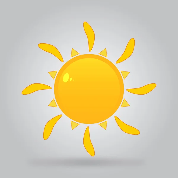 Icono de sol brillante naranja con sombra. vector — Vector de stock