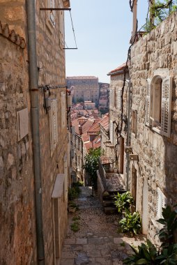 Sokak eski şehir Dubrovnik, Hırvatistan. UNESCO tarafından