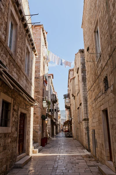 Rua na Cidade Velha de Dubrovnik, Croácia. Sítio UNESCO — Fotografia de Stock