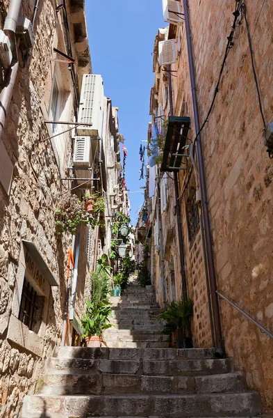 Straat in de oude stad van Dubrovnik, Kroatië. UNESCO-site — Stockfoto