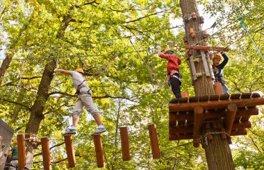 Ropes courses in Fili Park, Moscow clipart