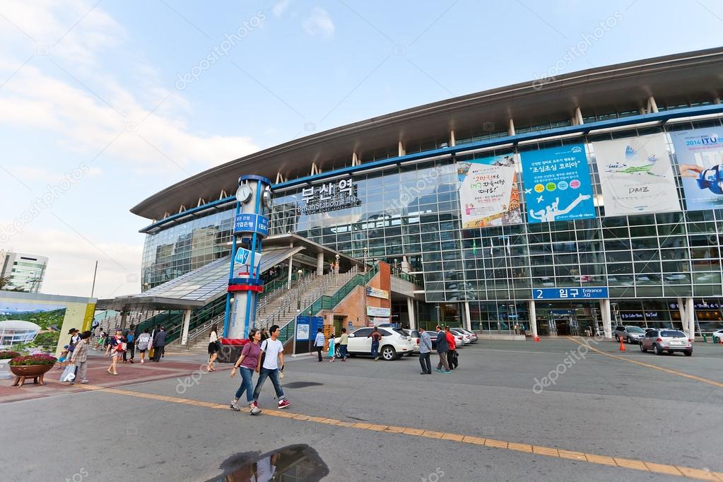 Main railway station of Busan city, South Korea Stock Editorial Photo