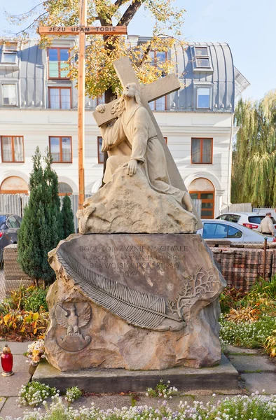 在波兰罗兹，耶稣基督雕塑 — 图库照片