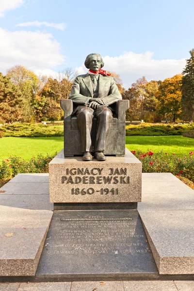 Ignacy Jan Paderewski památník ve Varšavě, Polsko — Stock fotografie