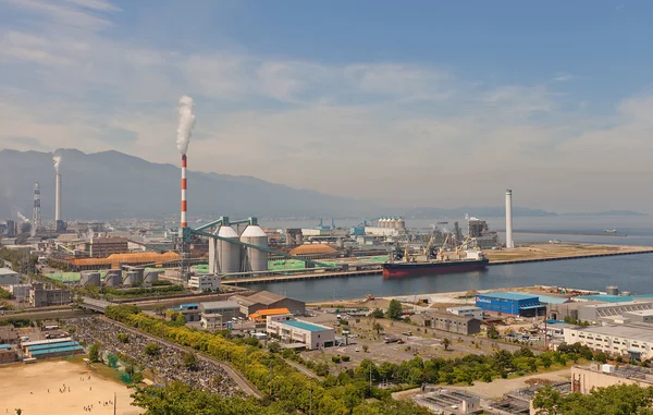 View of Paper Factory and port, Shikokuchuo city, Japan — Stockfoto