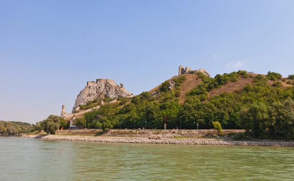 View of Devin castle from Danube River in Slovakia — Stock Photo, Image