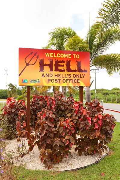 Welcome sign in The Hell place in Grand Cayman Island — Stock Photo, Image