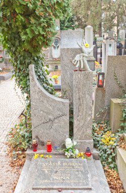 Komedyen Vlasta Burian mezar Vysehrad mezarlığı, Prag
