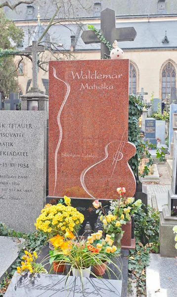 Τραγουδιστής Waldemar Matuska τάφος στο νεκροταφείο Vysehrad, Πράγα — Φωτογραφία Αρχείου