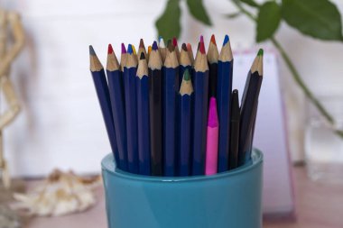 Bardaktaki renkli kalemler..