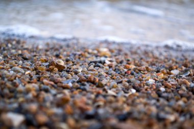 Küçük çakıl taşı makro çekimi. Küçük taşlar arka plan.