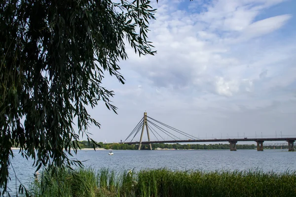 Kiev Ucrânia Setembro 2018 Ponte Norte Que Liga Lado Esquerdo — Fotografia de Stock