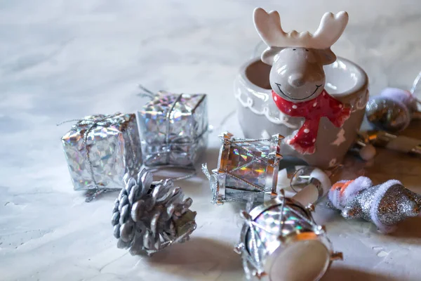 Julbakgrund Xmas Dekorationer Närbild Vinter Stilleben — Stockfoto