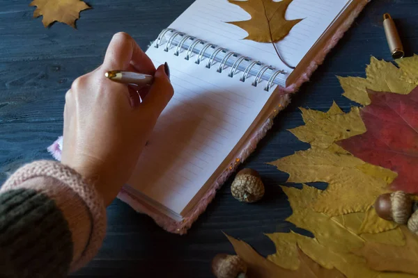 Escrita Mão Caderno — Fotografia de Stock
