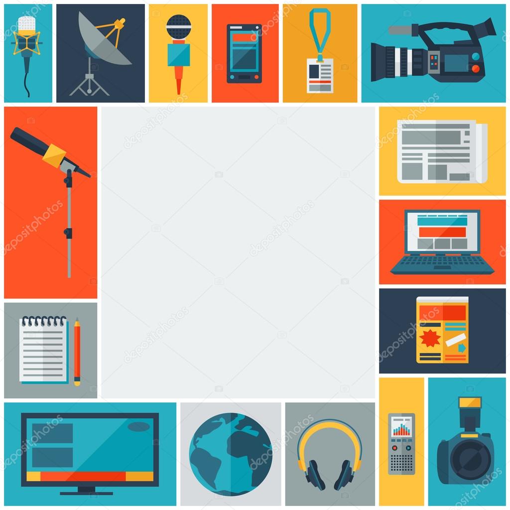 Background with journalism icons. Stock Vector Image by