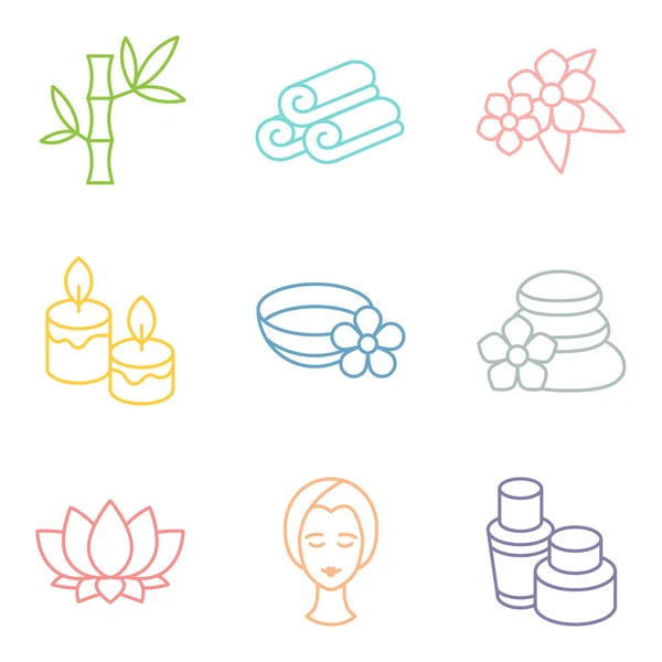 Set of spa and recreation icons in linear style