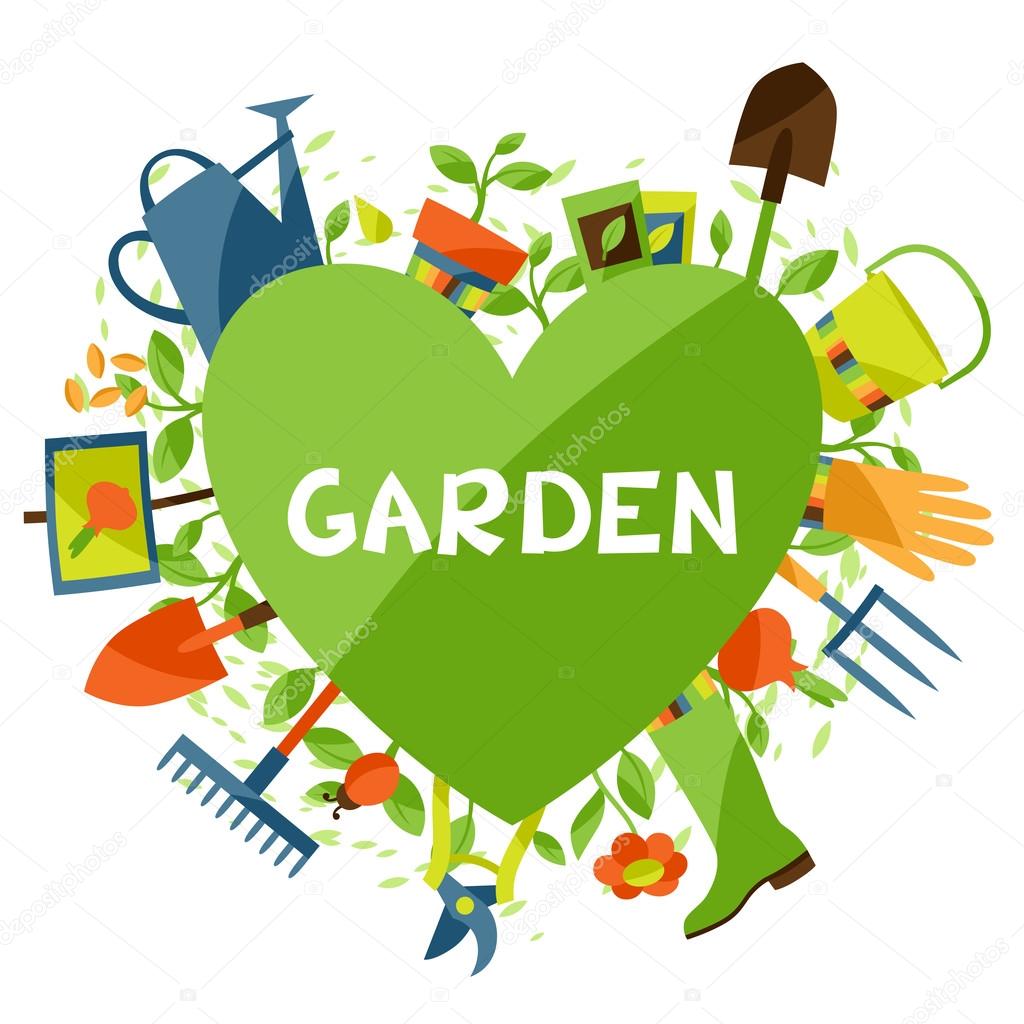 Hintergrund Mit Gartengestaltungselementen Und Symbolen Vektorgrafik Lizenzfreie Grafiken C Incomible 67987319 Depositphotos
