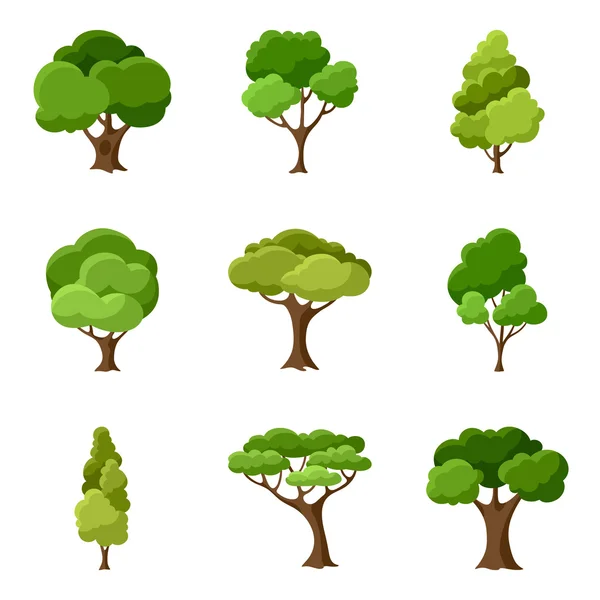 Set of abstract stylized trees