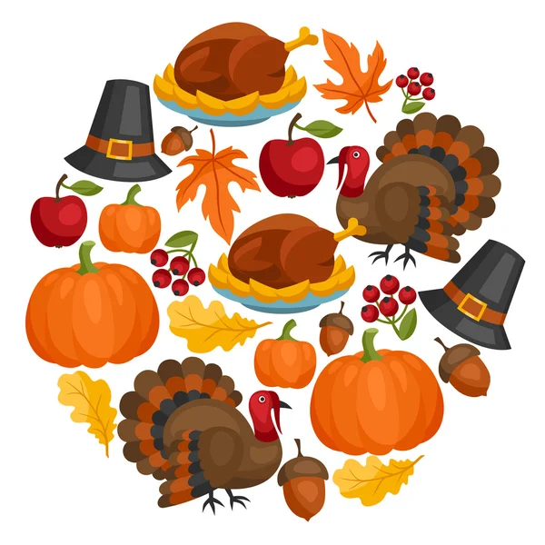 Happy Thanksgiving Day card design with holiday objects
