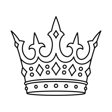 Kraliyet Taç Çizimi. Grafik biçimlendirilmiş çizgi simgesi. Tasarım elementi.