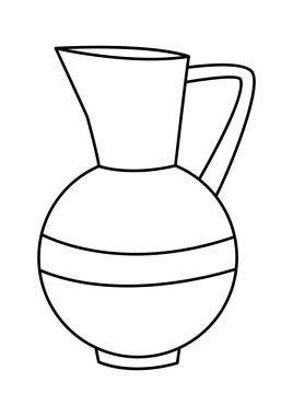 Sürahi tasviri. Süt sürahisi silueti, klasik sürahi ikonu, sanat tarzında klasik süt kabı. Tasarım ve dekoratif projeler için.