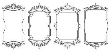 Çizgi kıvrımlı çerçeveler. Modern dekoratif doğrusal arka planlar. Dekorasyon için klasik tasarım.