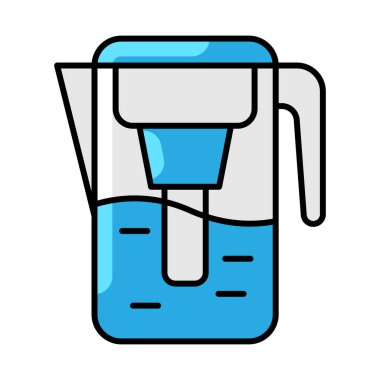 Su filtresi simgesi. Su ya da sıvı ince çizgi çizimi. tasarım için doğrusal resim.