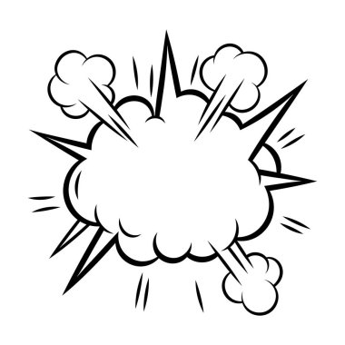 Çizgi film konuşma balonu patlaması. Çizgi roman tarzında pop sanat illüstrasyonu. Söz dizaynı için element.