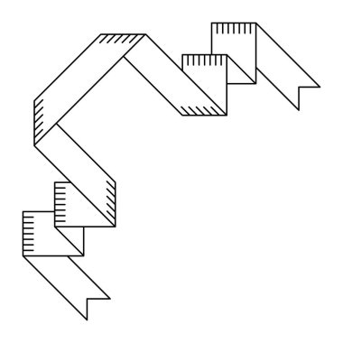 Kurdele köşesi tasviri. Dekoratif soyut afiş. Modern dekoratif doğrusal öge.