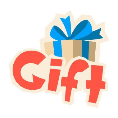 Arkaplanda hediye kutuları var. Kutlama için renkli hediyeler, indirimler veya promosyonlar. Çizgi film illüstrasyonu.