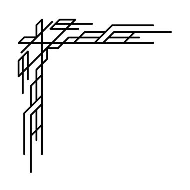Çizgi geometrik köşesi. Kabilesel etnik dekoratif unsur. Dekorasyon için klasik tasarım.