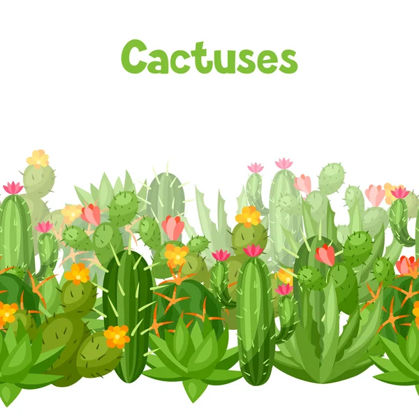 Cactuses and plants abstract natural seamless pattern — Stock Illustration Cactuses and plants abstract natural seamless pattern Royalty Free Stock Illustrations