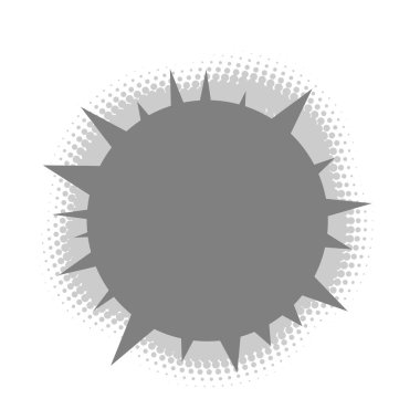 Yarım tonluk daire, noktalı çizgi film arkaplanı. Radyal enerjili komik konuşma balonu. Rastgele modern yarım ton daire nokta dokusu. Yarım ton dairesel düzensiz yarım ton puanı. Soyut tasarım ögesi.