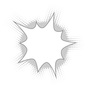 Yarım tonluk daire, noktalı çizgi film arkaplanı. Radyal enerjili komik konuşma balonu. Rastgele modern yarım ton daire nokta dokusu. Yarım ton dairesel düzensiz yarım ton puanı. Soyut tasarım ögesi.