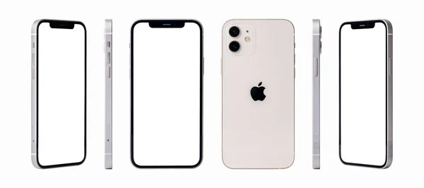 Antalya, Türkiye - 02 Ocak 2021: Yeni çıkan iphone 12 beyaz renkli model seti